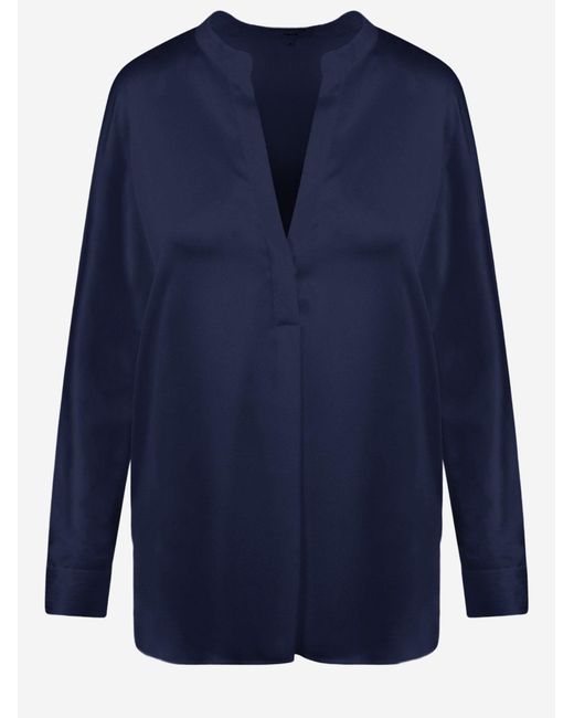 Vince Blue Silk Shirt V-Neck