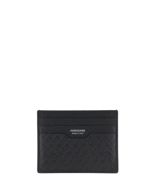 Ferragamo Black Logoed Card Holder for men