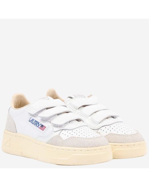 Autry White Kids Striped Sneakers Leather Trainers