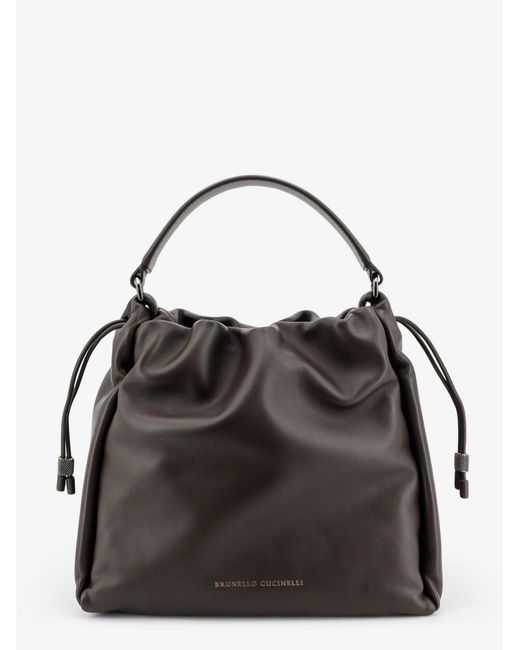 Brunello Cucinelli Black Shoulder Bag Mellow Leather