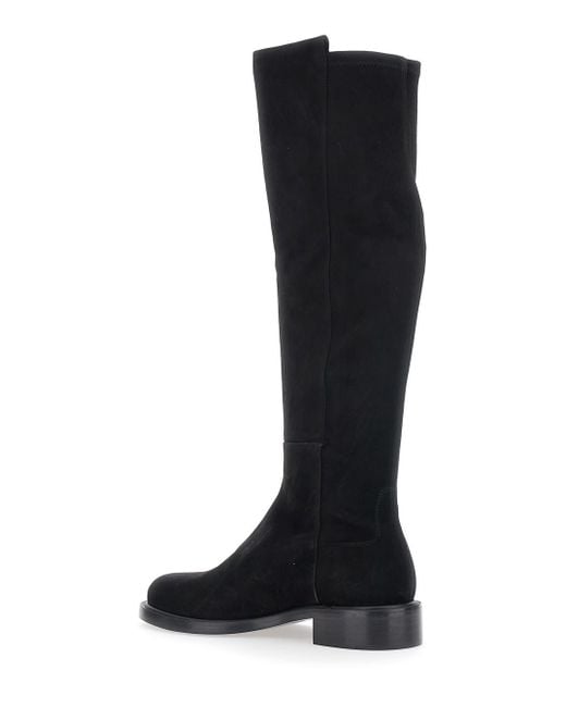 Stuart Weitzman Black Knee-High Boots With Low Block Heel