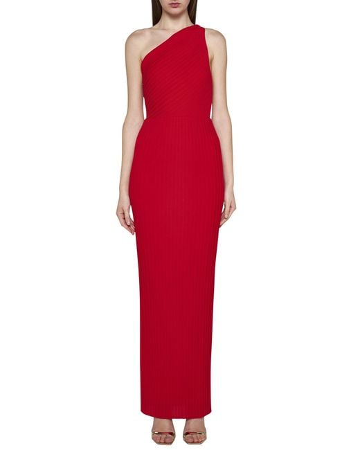 Solace London Red Adira One-shoulder Maxi Dress