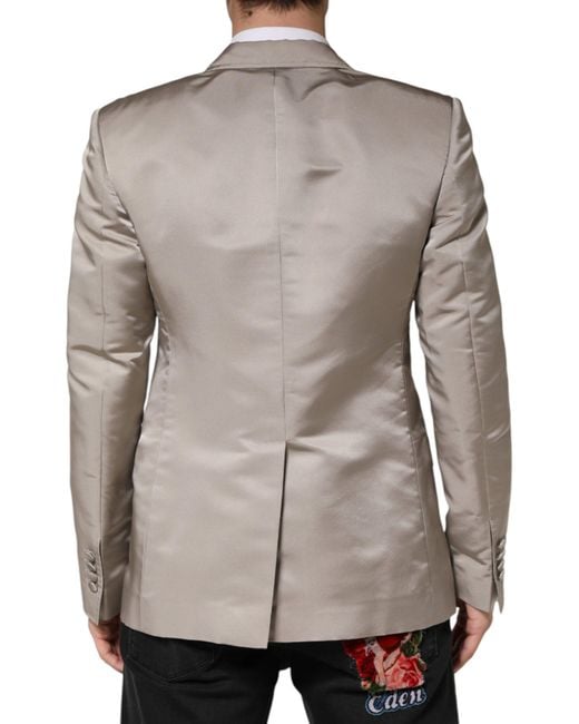 Dolce & Gabbana Gray Silk Single Breasted Jacket Blazer Clothing for men