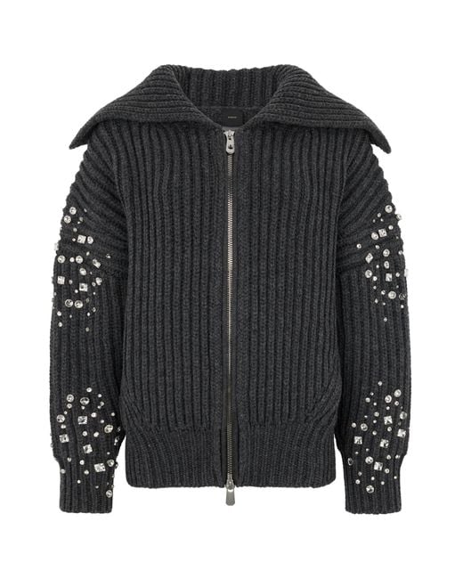 Pinko Black Gavi Wool-Blend Cardigan Cardigans