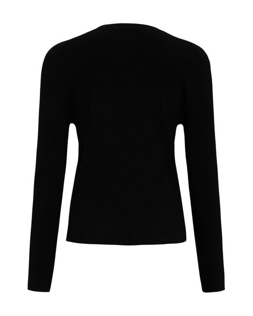 Maison Kitsuné Black Cardigan Ribbed Crewneck Viscose Cardigans