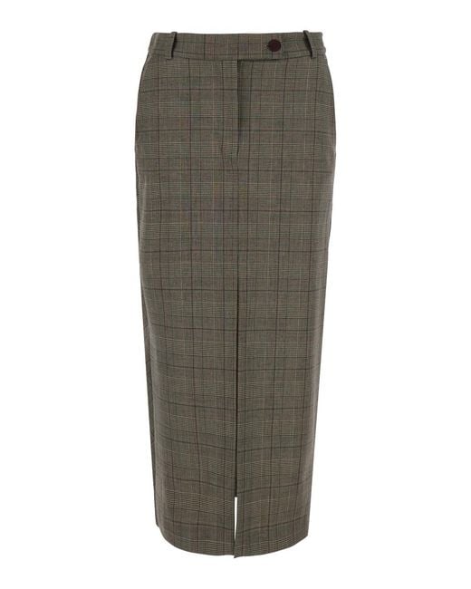 Pinko Green Skirt Wool-Blend Polyester