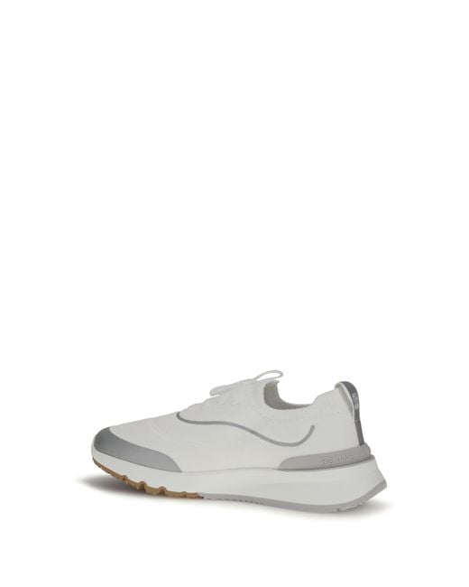 Brunello Cucinelli White Techno Cotton Knit Sneakers Runners Upper: Cotton; Sole: Rubber for men