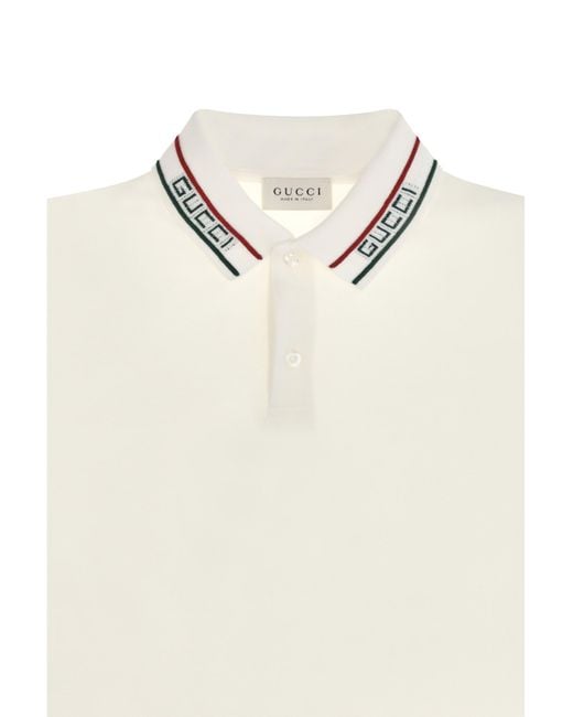 Gucci White T-Shirt With Logo Collar For Boy Cotton T-Shirts for men