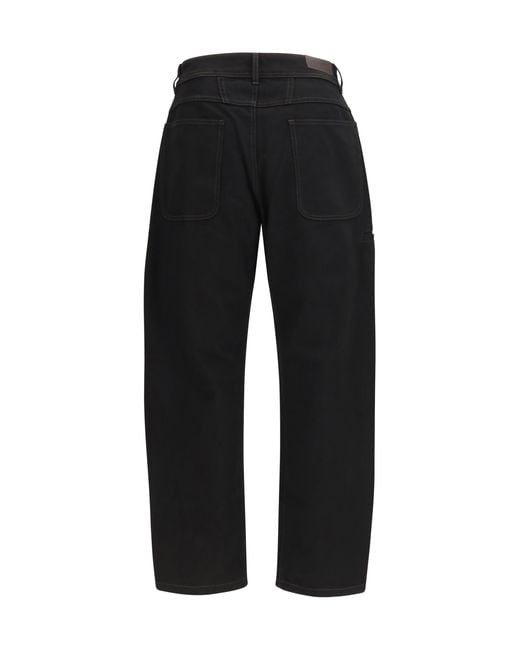 Lemaire Black Twisted Workwear Pants Cotton for men