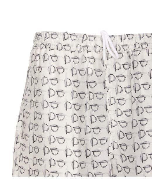 Burberry White Drawstring All-Over Printed Shorts