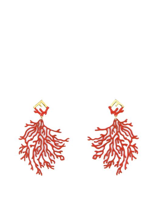Fendi Red Metal Forever Earrings