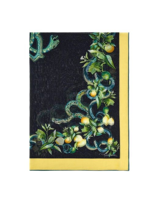 Roberto Cavalli Green Scarf With Lemon Print