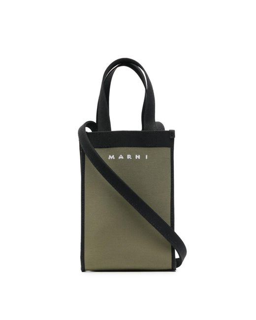 Marni Green Knit Logo Crossbody Mini Tote Handbag for men