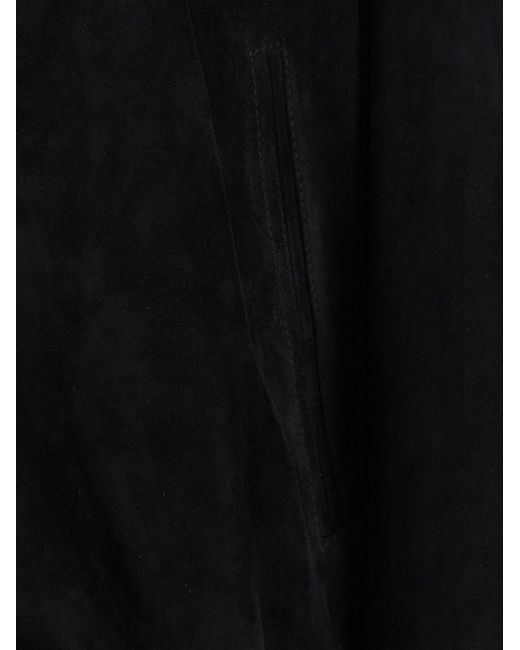 Low Brand Black Suede Jacket With Ribbed High Collar for men