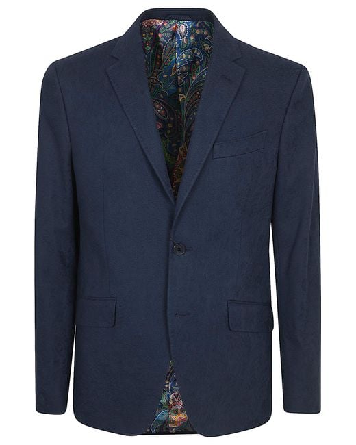 Etro Blue Roma Jacket Cotoneelastan Giacca for men