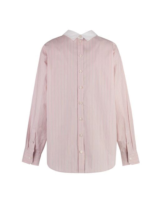 Acne Pink Striped Cotton Shirt