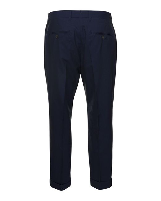 Reveres 1949 Blue Tailored Trousers for men