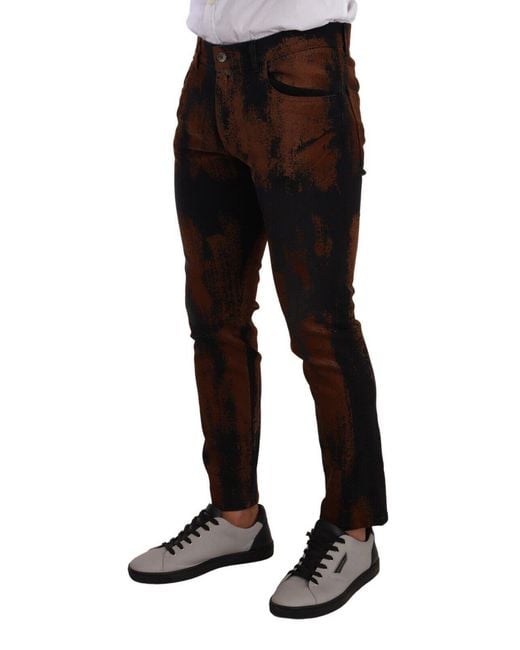 Dolce & Gabbana Black Chic Tie-Dye Slim Fit Jeans for men
