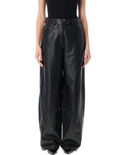 REMAIN Birger Christensen Black Cocoon Leather Pants