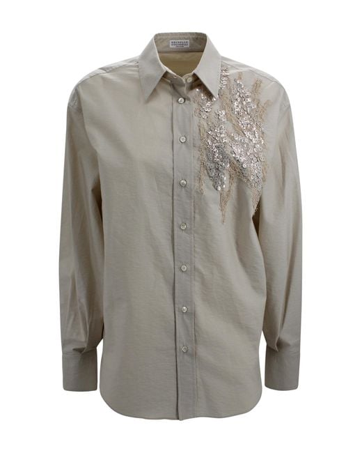 Brunello Cucinelli Gray Shirts Cotton