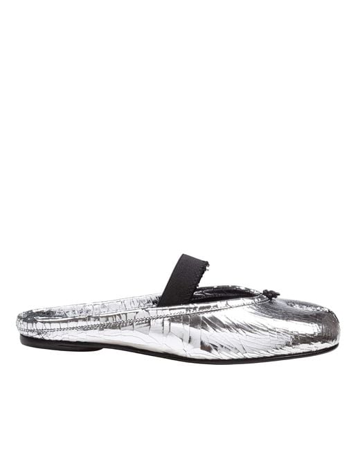 Maison Margiela White Leather Tabi Mule With Broken Mirror Effect