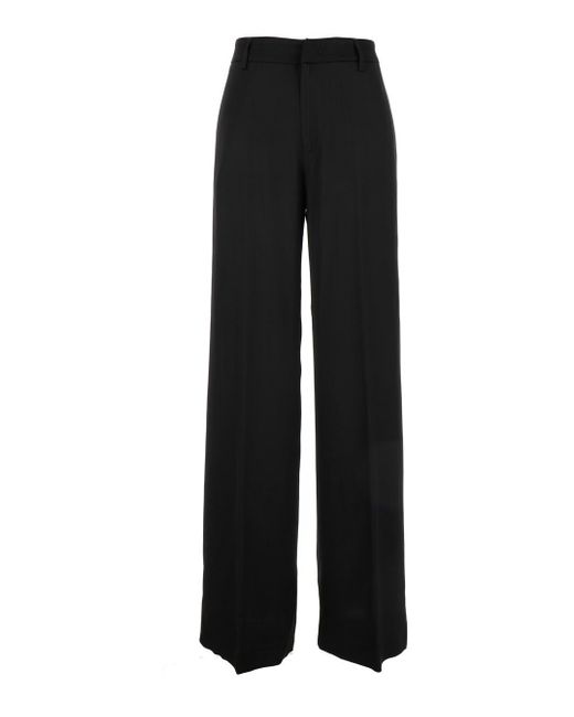 PT Torino Black Lorenza Relaxed Pants With Welt Pockets