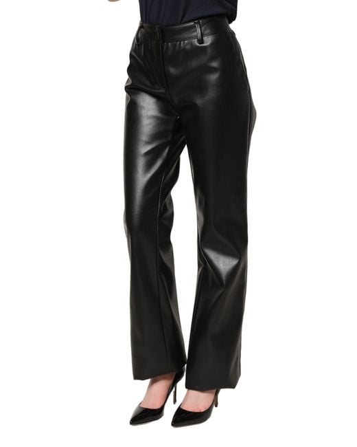 Dolce & Gabbana Black Pu Leather High Waisted Trouser Pants Polyurethane Polyester