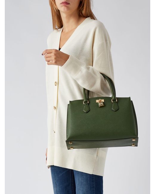Michael Kors Md Satchel Shopping Bag in Green | Lyst