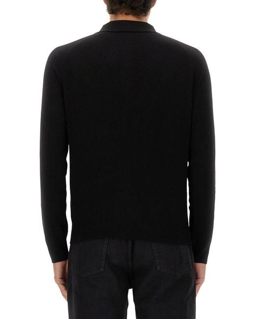 Saint Laurent Black Wool Polo Shirt T Jumpers for men