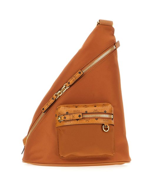 MCM Orange Caramel Nylon Belt Bag for men
