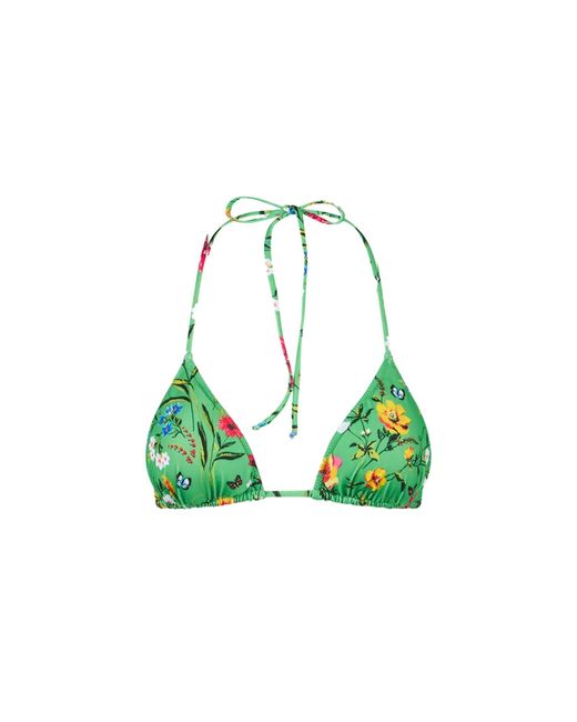 Mc2 Saint Barth Green Triangle Top With Flower Print