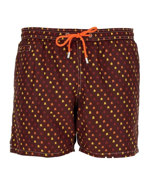 Mc2 Saint Barth Red Boxer Swimsuit With Print for men