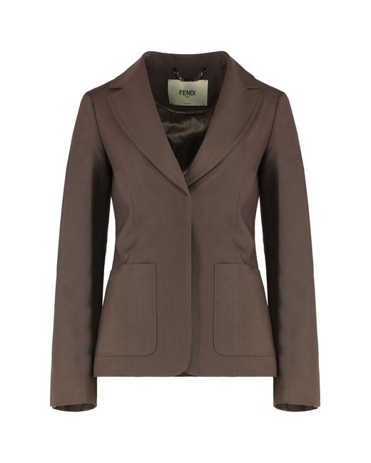 Fendi Brown Blazer Wool-Mohair Blazers