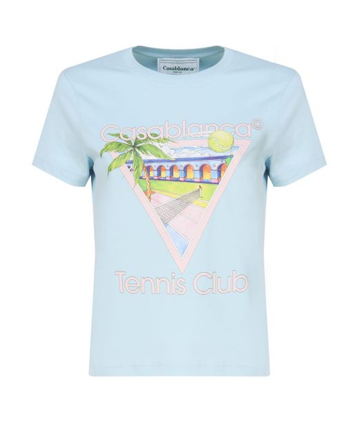 Casablancabrand Blue Tennis Club Cotton T-Shirt
