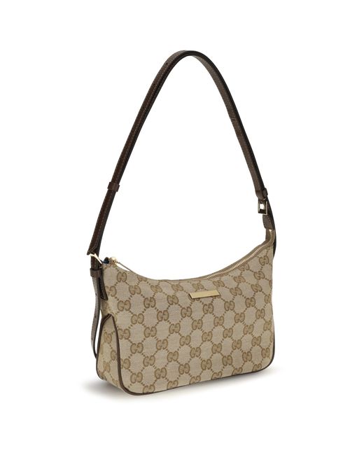 Gucci White Shoulder Bag Lady Lunetta Vintage Sand Sand/Dark Fabric