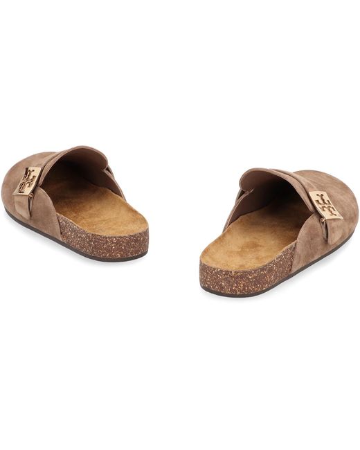 Tory Burch Brown Mules Mellow River Rock- Rock/ Sandal