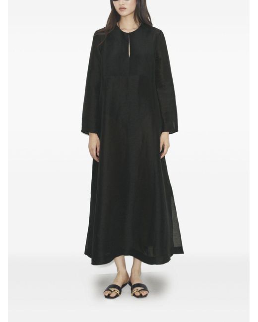 Tory Burch Black Linen And Silk Long Kaftan