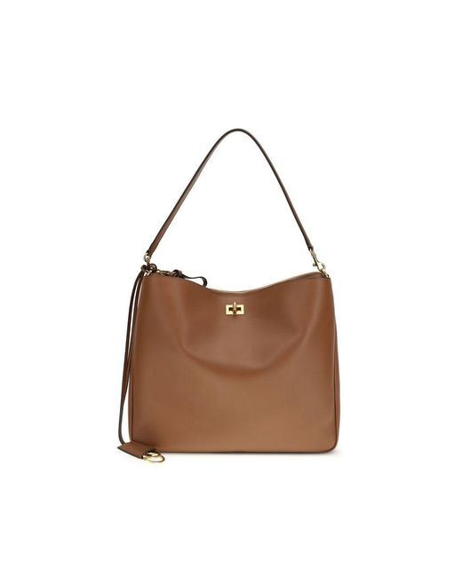 Balenciaga Brown Beige Calf Leather Bos Taurus Shoulder Bag