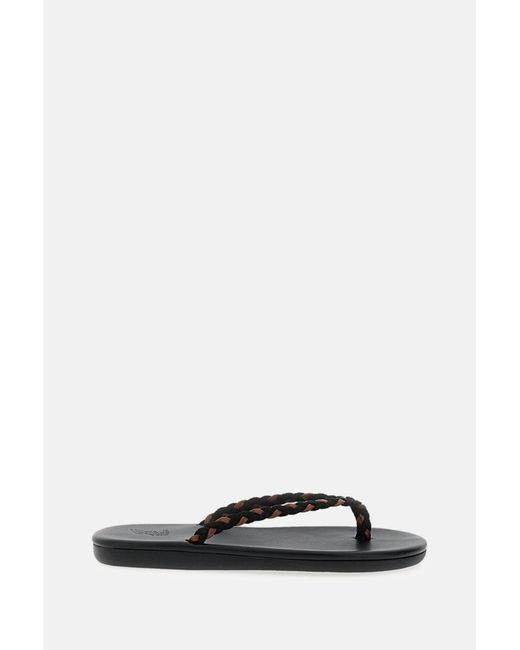 Ancient Greek Sandals Black Calf Leather