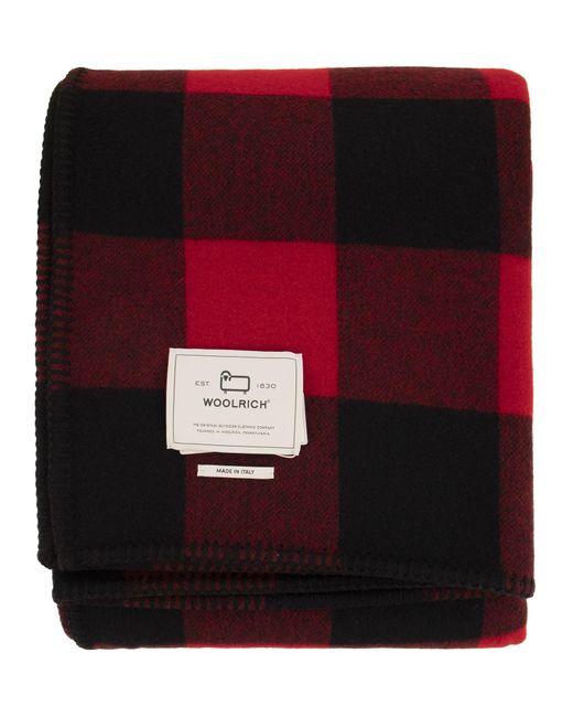 Woolrich Red Pure Wool Check Scarf for men