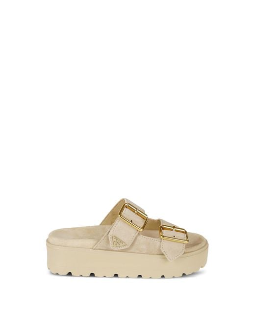 Prada Natural Sandals Eccru' Calf Leather