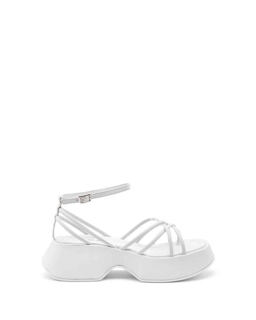 Vic Matié White Leather Sandal With Square Toe