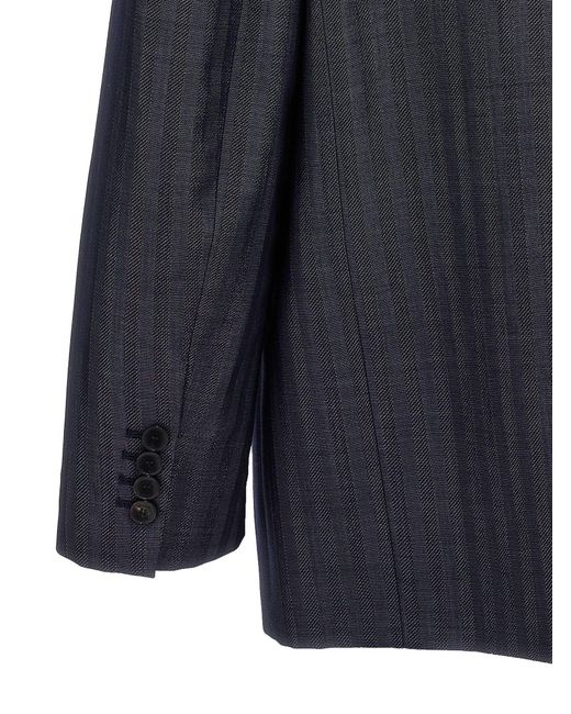 Etro Blue Oversized Buttoned Outer Jacket