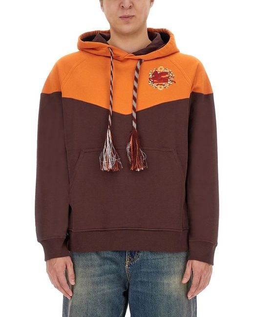 Etro Purple Hooded Sweatshirt With Logo Cotton Sweatshirts for men