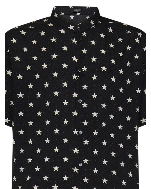 Balmain Star Print Shirt in Black for Men | Lyst