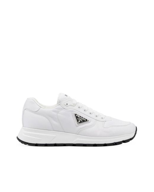 Prada White Leather Logo Sneakers for men