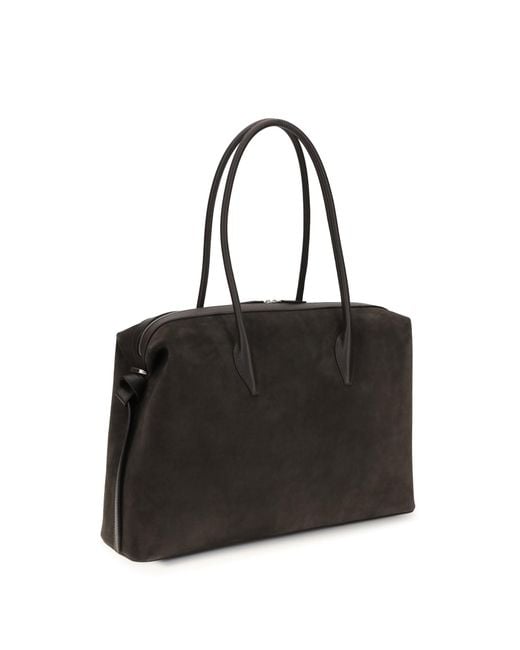 Yuzefi Black Shoulder Duffle Bag Brioche Suede