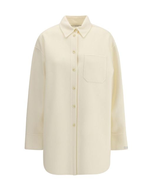 Max Mara White Oversized Riber Wool Shirt
