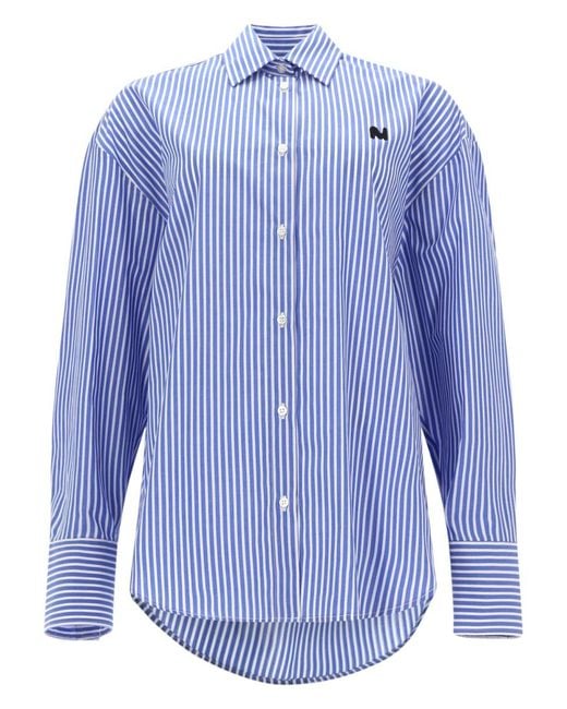 MSGM Blue Shirt With Logo Cotton