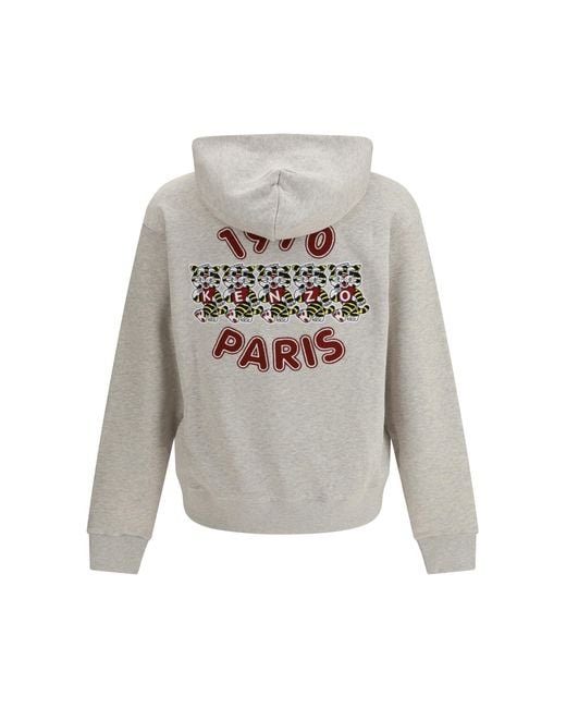 KENZO White Cotton Hoodei Wild Tiger Sweatshirts for men